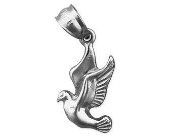 Rhodium Plated 925 Sterling Silver Flying Dove Charm