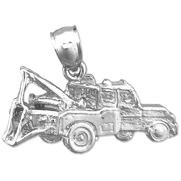 Rhodium Plated 925 Sterling Silver Tow Truck Charm