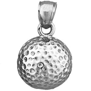 Rhodium Plated 925 Sterling Silver Golf Ball Charm