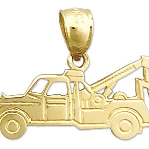 14K Gold Cut Out Tow Truck Charm