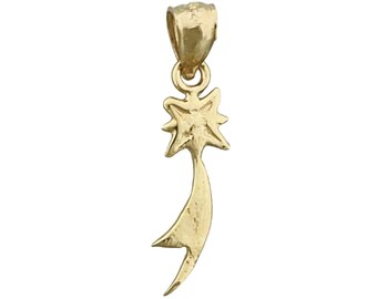 14K Gold Celestial Shooting Star Charm