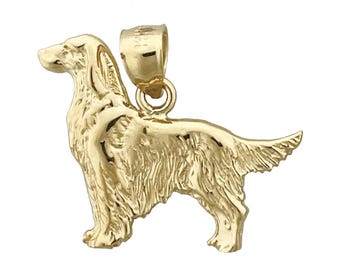 14K Gold Irish Setter Dog Pendant