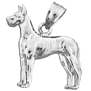 Rhodium Plated 925 Sterling Silver Great Dane Pendant