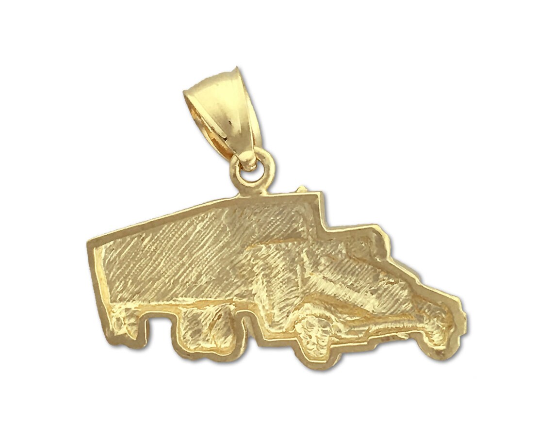 14K Gold Semi Truck Charm Pendant Etsy