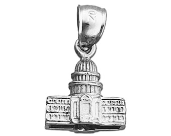 Dije de Washington D. C. en plata de ley 925 con baño de rodio en 3D del Capitolio de EE. UU.