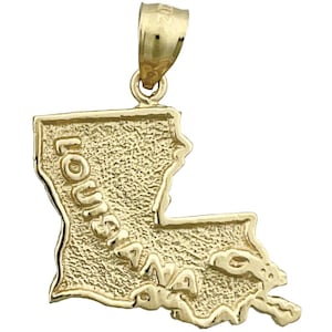 Colgante con mapa del estado de Luisiana en oro de 14 quilates