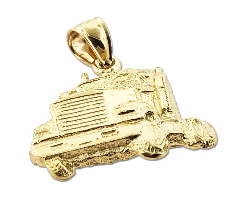 14K Gold Big Rig Truck Charm Pendant