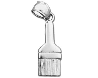 Rhodium Plated 925 Sterling Silver Paint Brush Charm