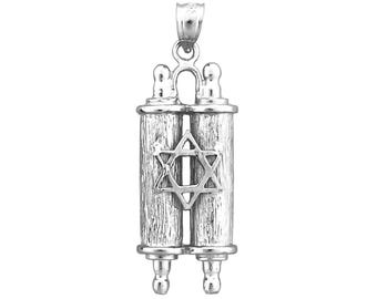 Gerhodineerd 925 sterlingzilver 32 MM Thora met Davidster-hanger