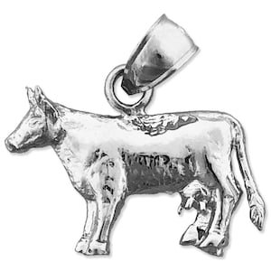 Rhodium Plated 925 Sterling Silver Cow Mini Charm