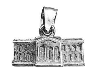 Rhodium Plated 925 Sterling Silver 3D Washington DC White House Charm