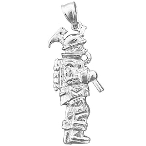 Rhodium Plated 925 Sterling Silver Fireman Firefighter Pendant