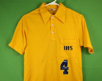 Vintage 60s/70s St. Ignatius High School Polo Shirt Small / Cleveland Wildcats 4 Yellow Made in USA