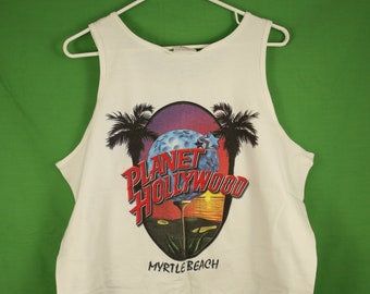 Vintage 90s Planet Hollywood Myrtle Beach Tank Top Shirt Medium Made in USA / Souvenir T-Shirt Hard Rock Cafe Sleeveless South Carolina