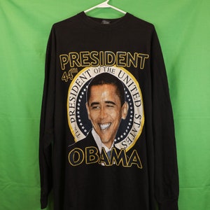 Vintage Obama långärmad T-shirt XXL Rap-tröja 2008 44:e president bomullsarv