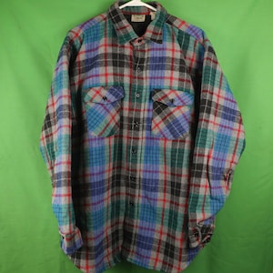 Vintage Five Brother Quilted Lining Plaid Shirt Jacket Flannel Shacket XL Made in USA / Trucker Outdoor Lined