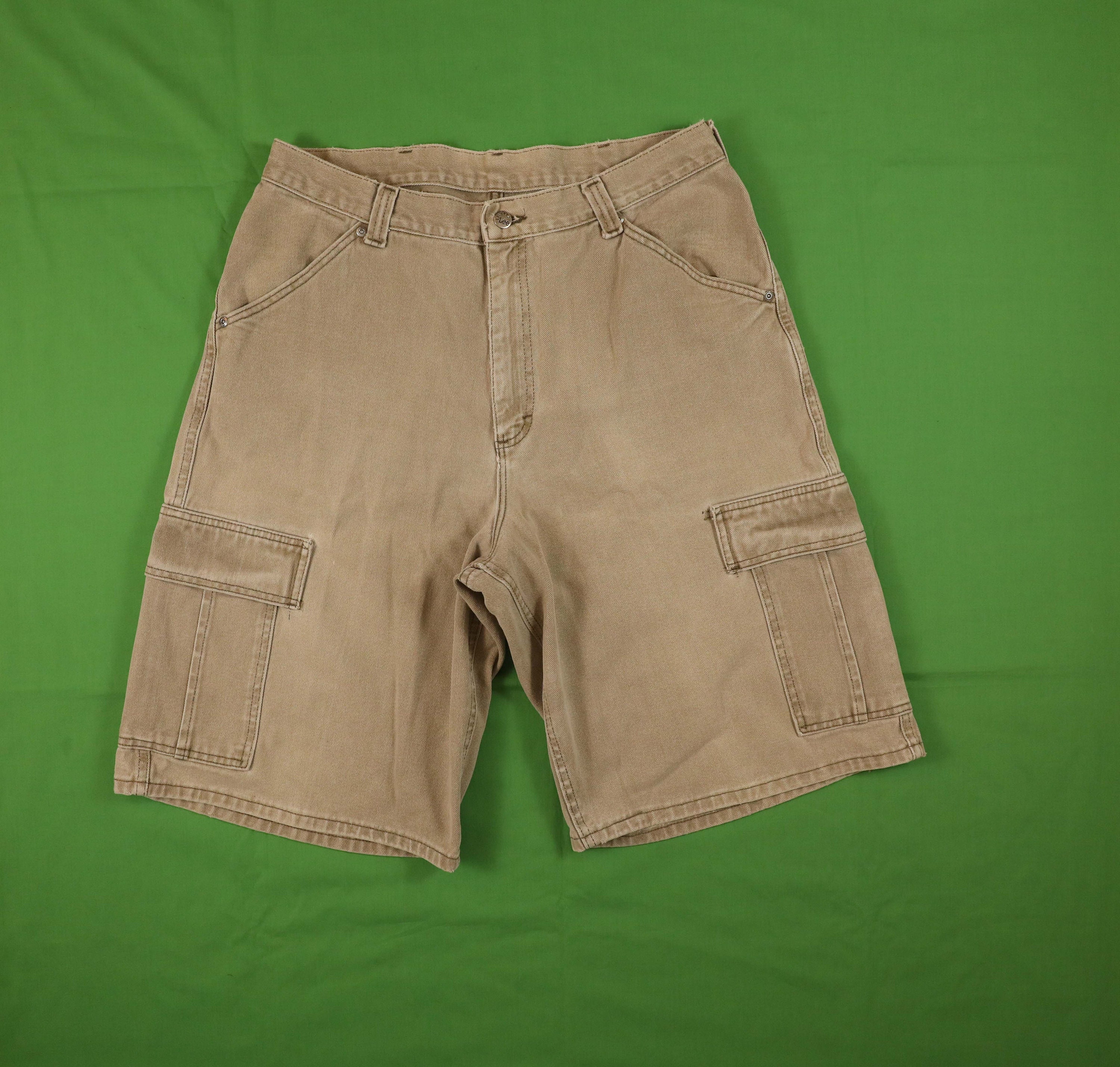 Vintage 90s / Y2K Lee Riveted Carpenter Cargo Shorts Tan Baggy