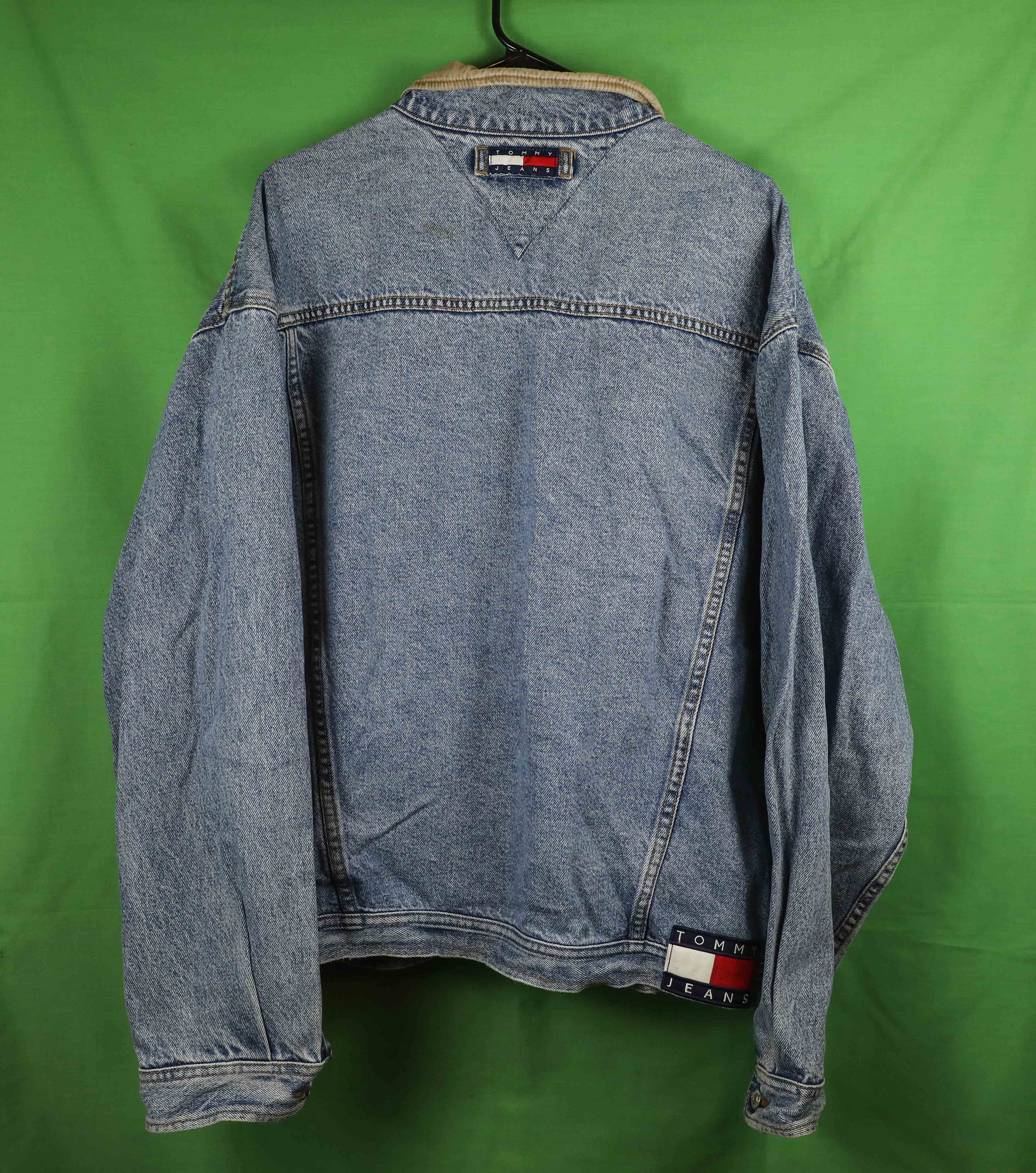 Vintage 90s Tommy Hilfiger Denim Coat Button Down Jean Jacket XXL 