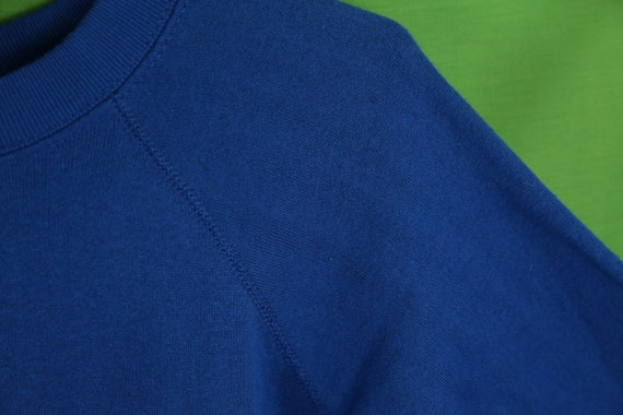 Vtg 80s Tultex Raglan Crewneck Sweatshirt Blue Me… - image 5