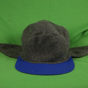 Vintage 90s Eddie Bauer 5 Panel Ear Flap Winter Hat Made in USA Navy / Gray OSFA Lining Lightweight 80s
