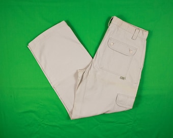 Vintage 90s / Y2K Levi's Silvertab Khakis Cargo Pants Baggy Fit 34x34 (33) Tan Beige Skate 100% Cotton