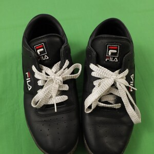 Vintage 90s FILA Tennis Shoes Sneakers Black / Glitter Leather Size 8.5 1996 image 6