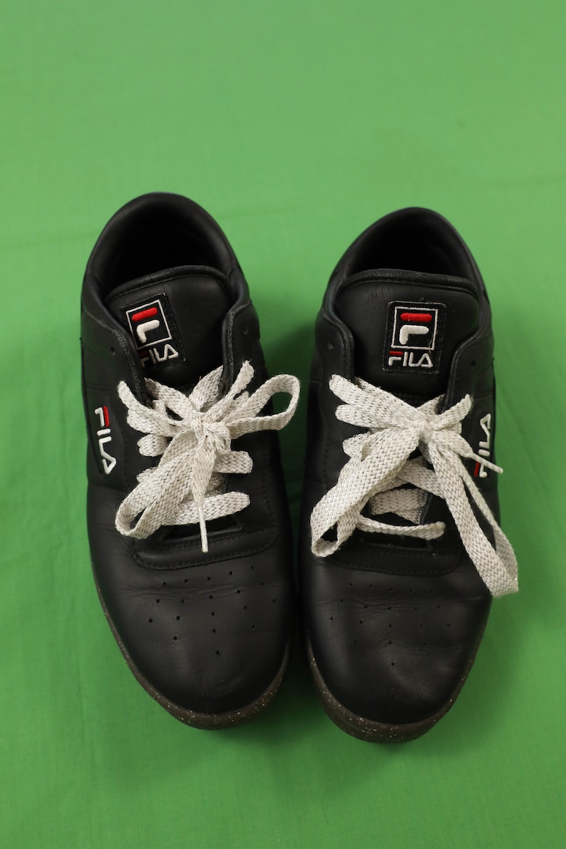 Vintage 90s FILA Tennis Shoes Sneakers Black / Glitter Leather Size 8.5 1996 image 6