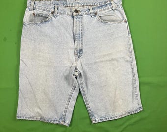 Vintage 90s Levi's 550 Shorts Light Blue Wash 38 Made in USA