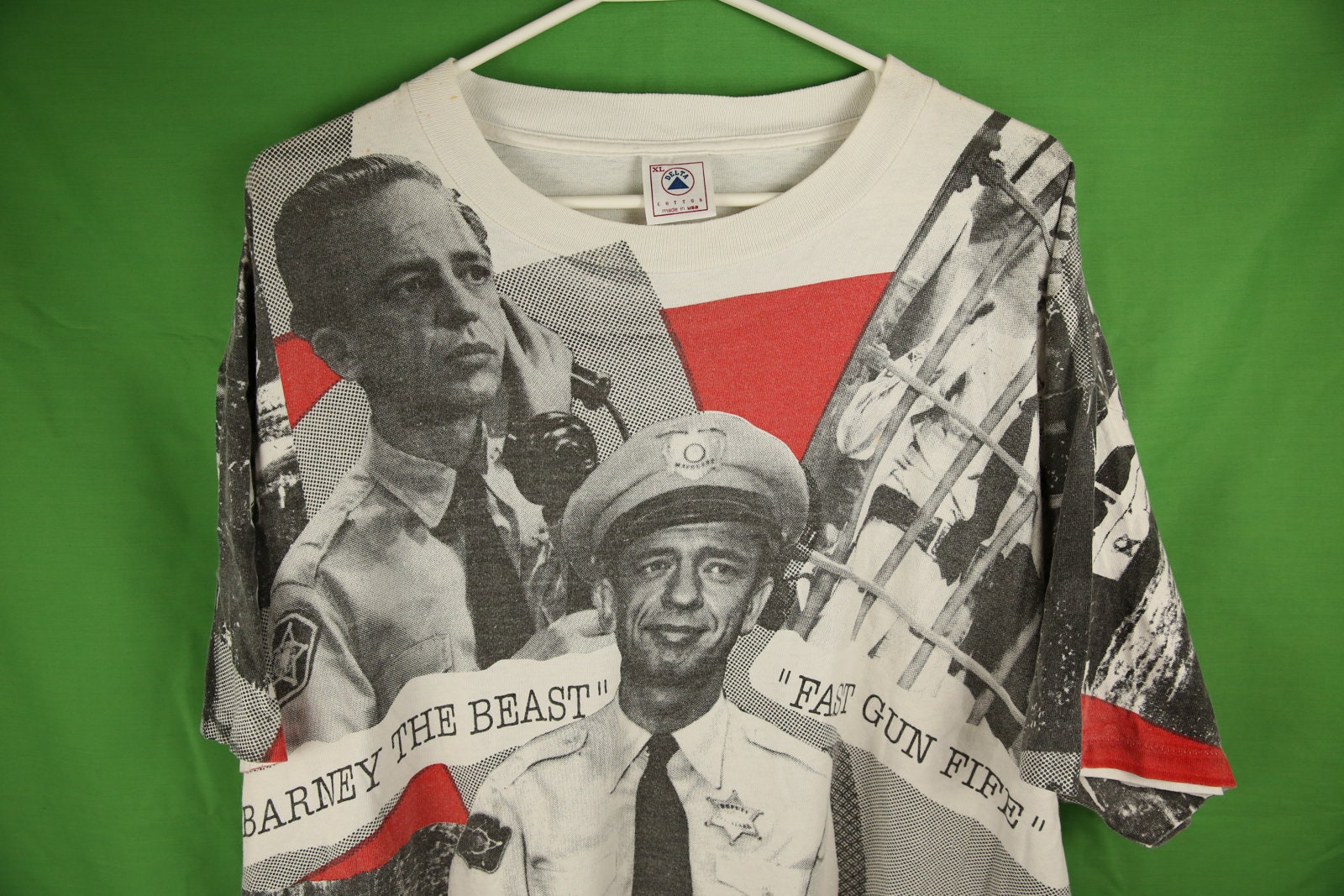 Vintage 90s Barney Fife All Over Print T-shirt XL Delta Tag Made 