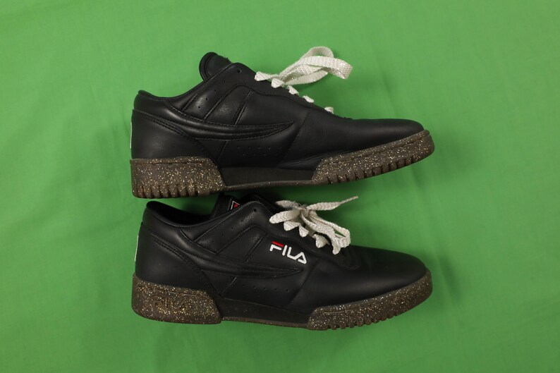 Vintage 90s FILA Tennis Shoes Sneakers Black / Glitter Leather Size 8.5 1996 image 7