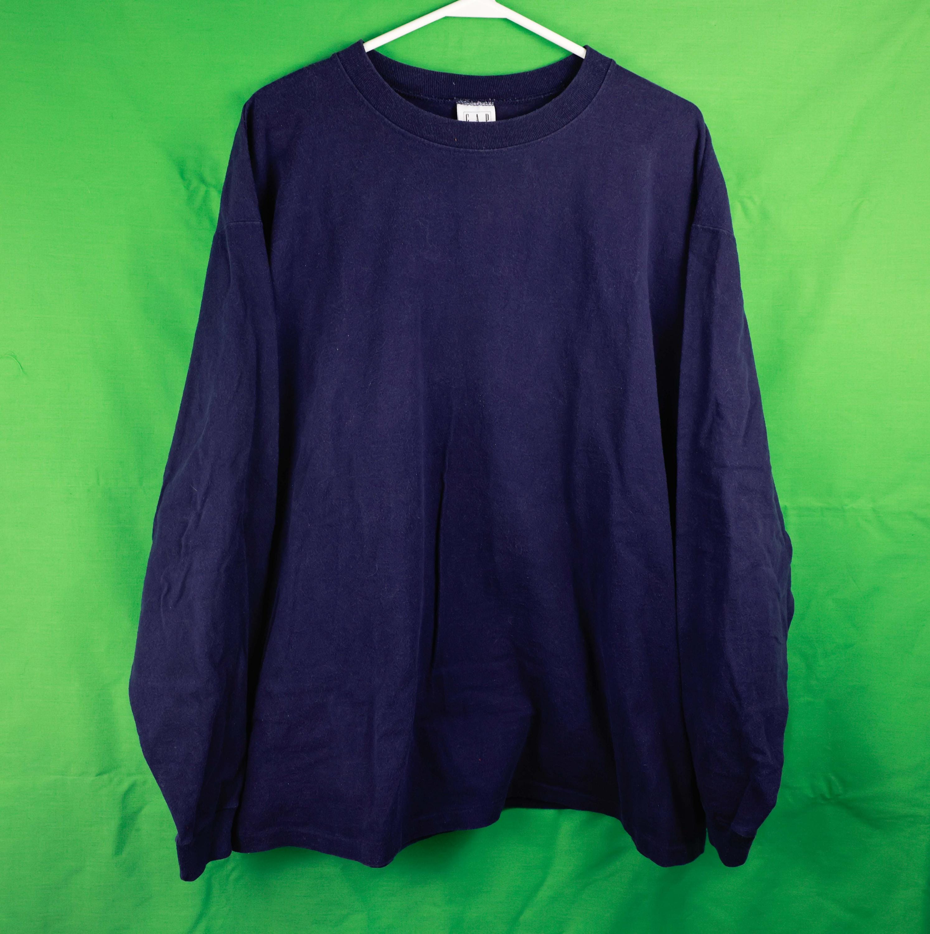 Vintage 90s GAP Long Sleeve Classic T-shirt XL Navy Blue Single 
