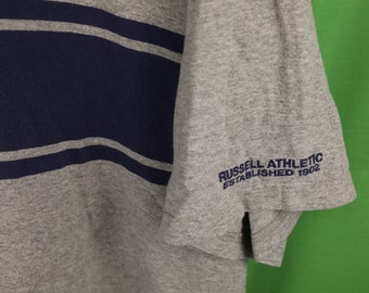Vintage Russell Athletic Pro Cotton Striped T-shirt XL Gray