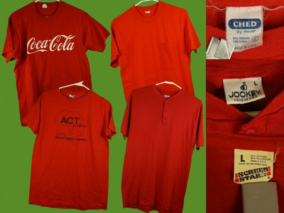 RED ALERT! Vintage 80s Red Tee Bundle! Made in USA Size Large 
