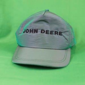 Vintage 80s John Deere Snapback Hat K-Products Made in USA Green Embroidered Polyester