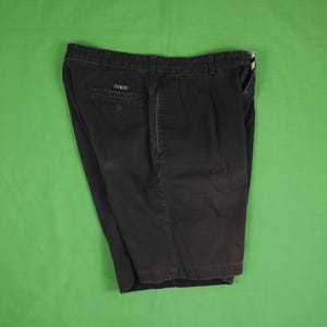 Vintage 90s Polo Ramp Lauren Polo Chino Shorts Pleated Navy Blue 36 (Fits 34)
