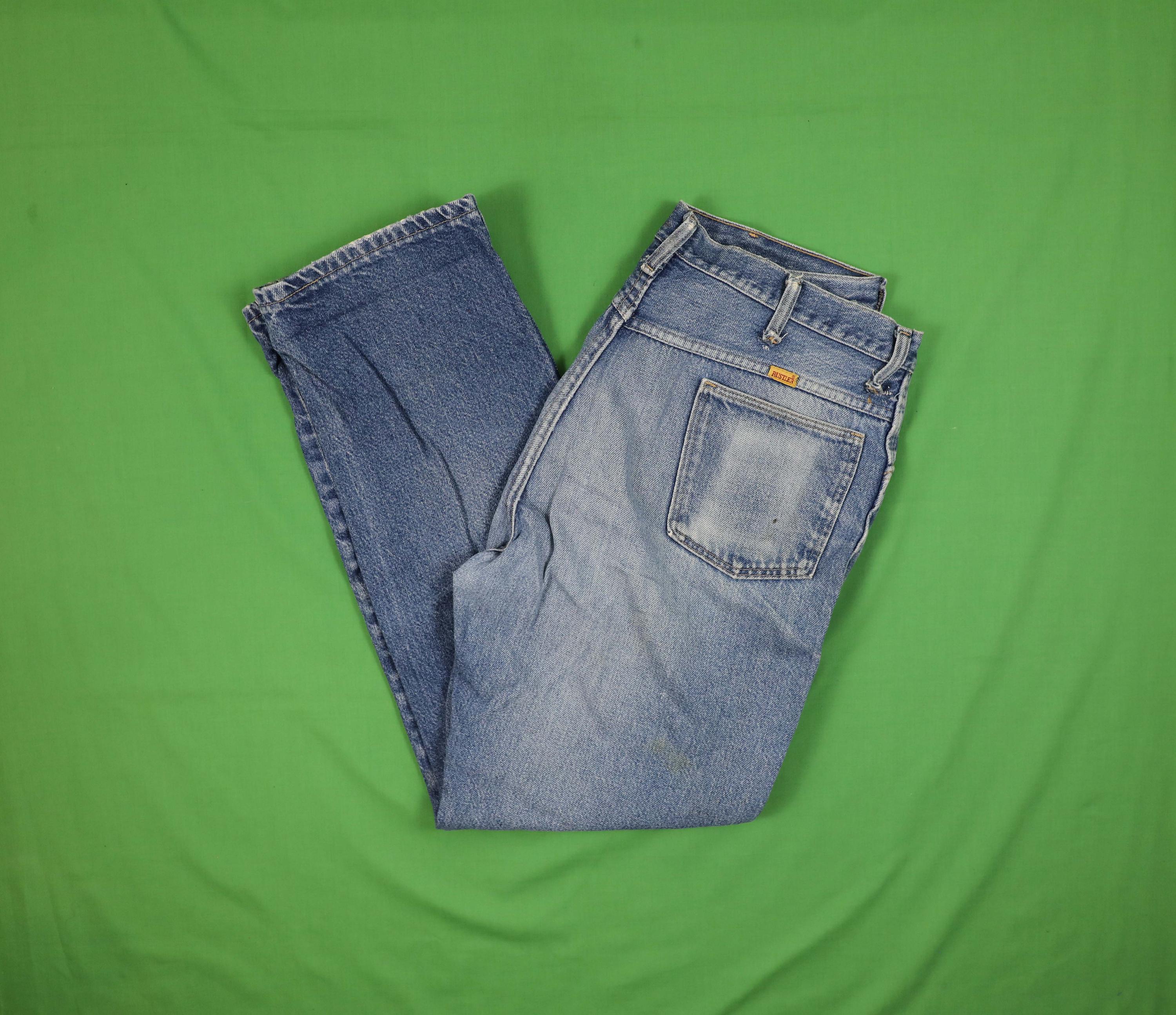 Vintage 70s Rustler Jeans 40x32 Actual Worn Thrashed Paint Stain