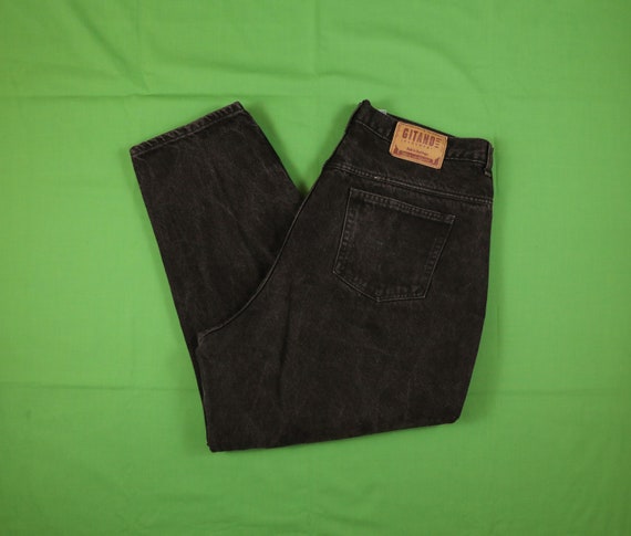 Vintage 90s Gitano Black Jeans Relaxed Tapered 24… - image 1