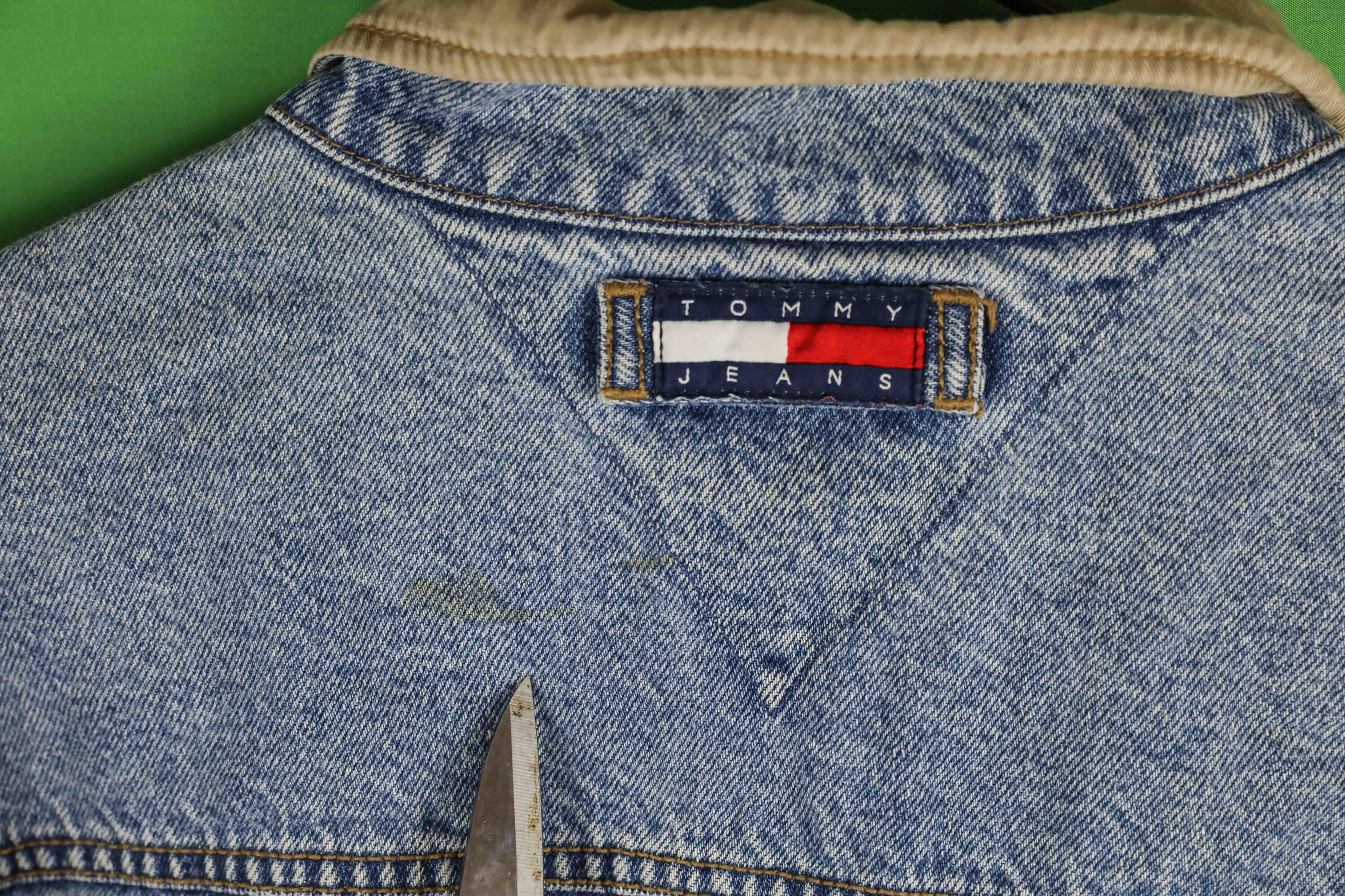 Vintage 90s Tommy Hilfiger Denim Coat Button Down Jean Jacket XXL 