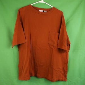 Vintage 90s Gitano Woman Pocket T-Shirt Oversized 42 Rust Orange 80s Blank Plain Women&#39;s 42 / 22W