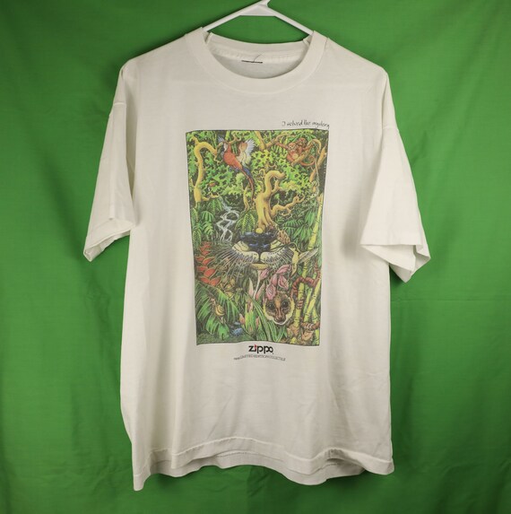 Vintage 90s Zippo T-shirt 1995 Mysteries of the Forest Collectible 