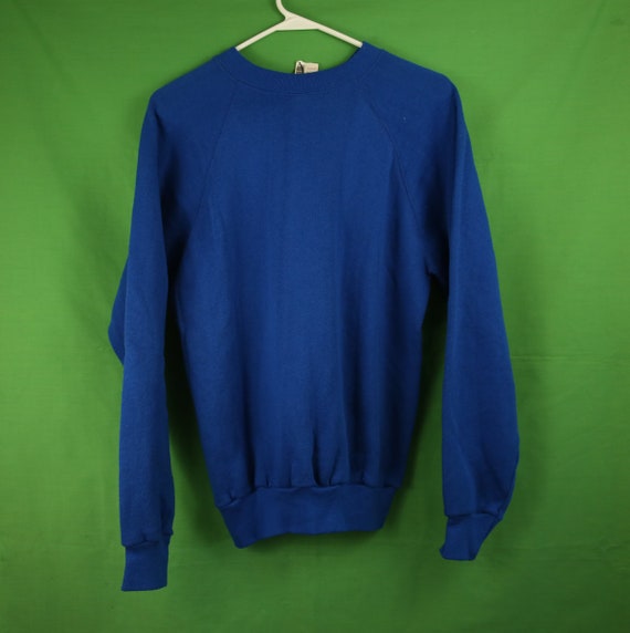 Vtg 80s Tultex Raglan Crewneck Sweatshirt Blue Me… - image 6