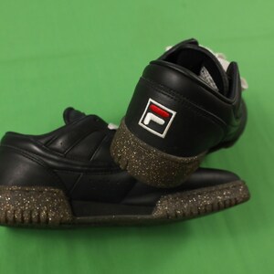 Vintage 90s FILA Tennis Shoes Sneakers Black / Glitter Leather Size 8.5 1996 image 8