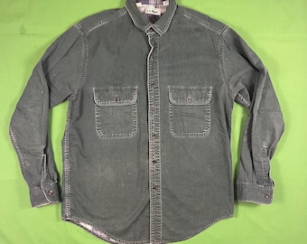 Vintage 80s/90s LL Bean Flannel Lined Button Down Shirt Jacket Sturdy Medium 100% Cotton Made in Canada
