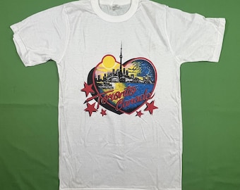 Vintage 80s Toronto Canada Souvenir T-Shirt Medium White Made in Canada Deadstock Single Stitch