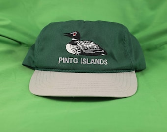 Vintage 90s Pinto Islands Snapback Cap Green Adjustable Hat / Duck  Mobile Alabama Tourist Souvenir