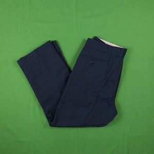 Vintage LL Bean Flannel Lined Chino Pants Navy Blue 36x28 Made in USA Regular-Relaxed Fit / 80s 90s Work Pants Dickies Ben Davis