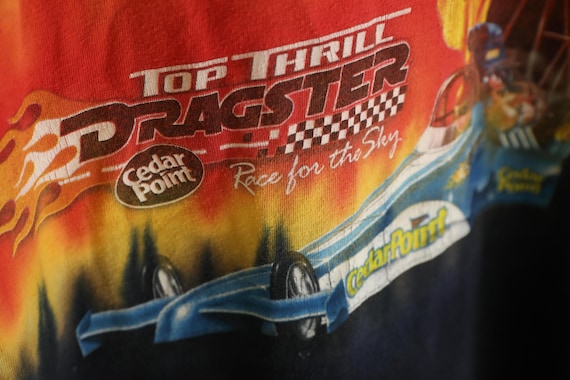 Vintage Y2K Top Thrill Dragster Tie-dye T-shirt Small Fit
