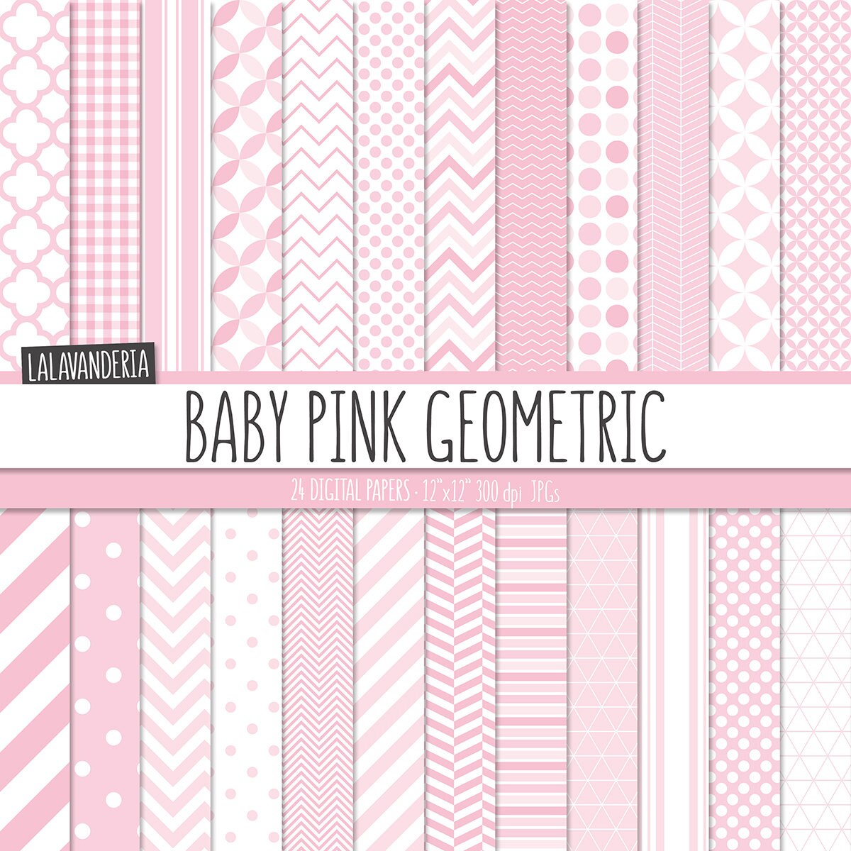 Geometric Digital Paper Pack. Baby Pink Backgrounds. Printable - Etsy