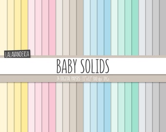 Solid Baby Colors Digital Paper Pack. Pastel Plain Backgrounds. Soft Colors Papers - Baby Digital Scrapbook - Instant Download