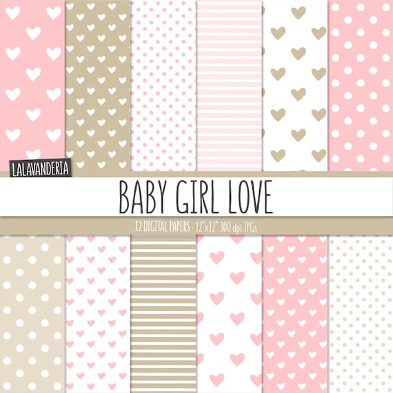 Baby Girl Digital Paper Pack Baby Pink Patterns With Hand Etsy